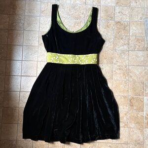 Anthropologie Corey Lynn Calter Curtain Closer Dress Black Velvet Lime Pockets!